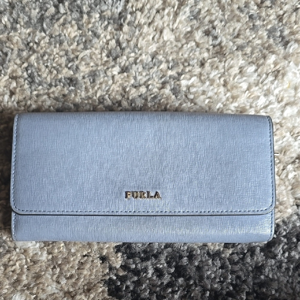 Furla Light Blue Saffiano Leather Continental Wallet